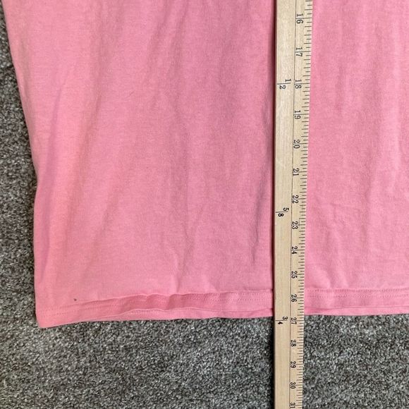 Champion Mens T-Shirt Pink Retro Embroidered Spell Out Size Medium - Picture 6 of 7